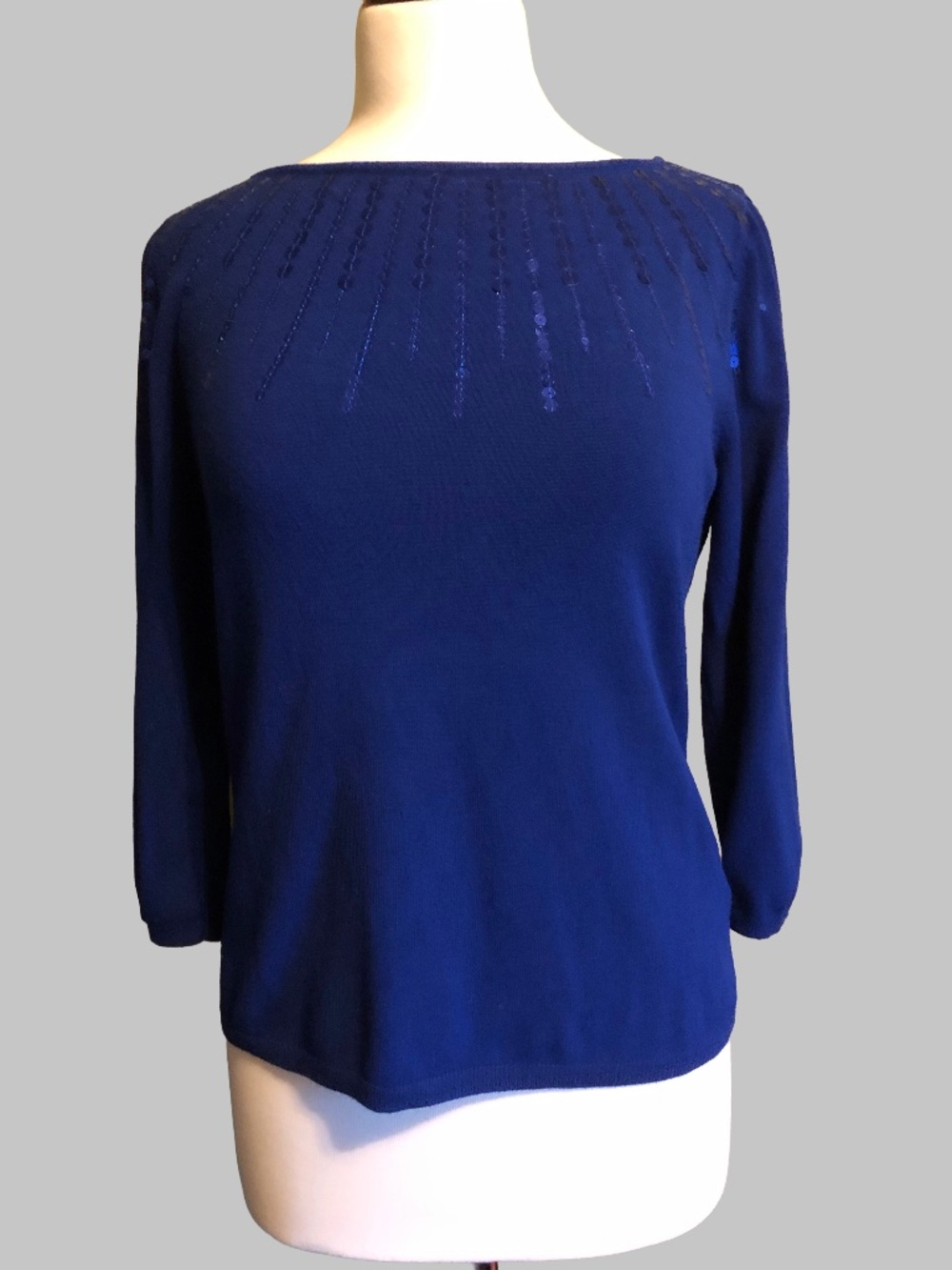 Ruby Rd. Royal Blue Sequin Sunburst Knit Sweater - Size S
